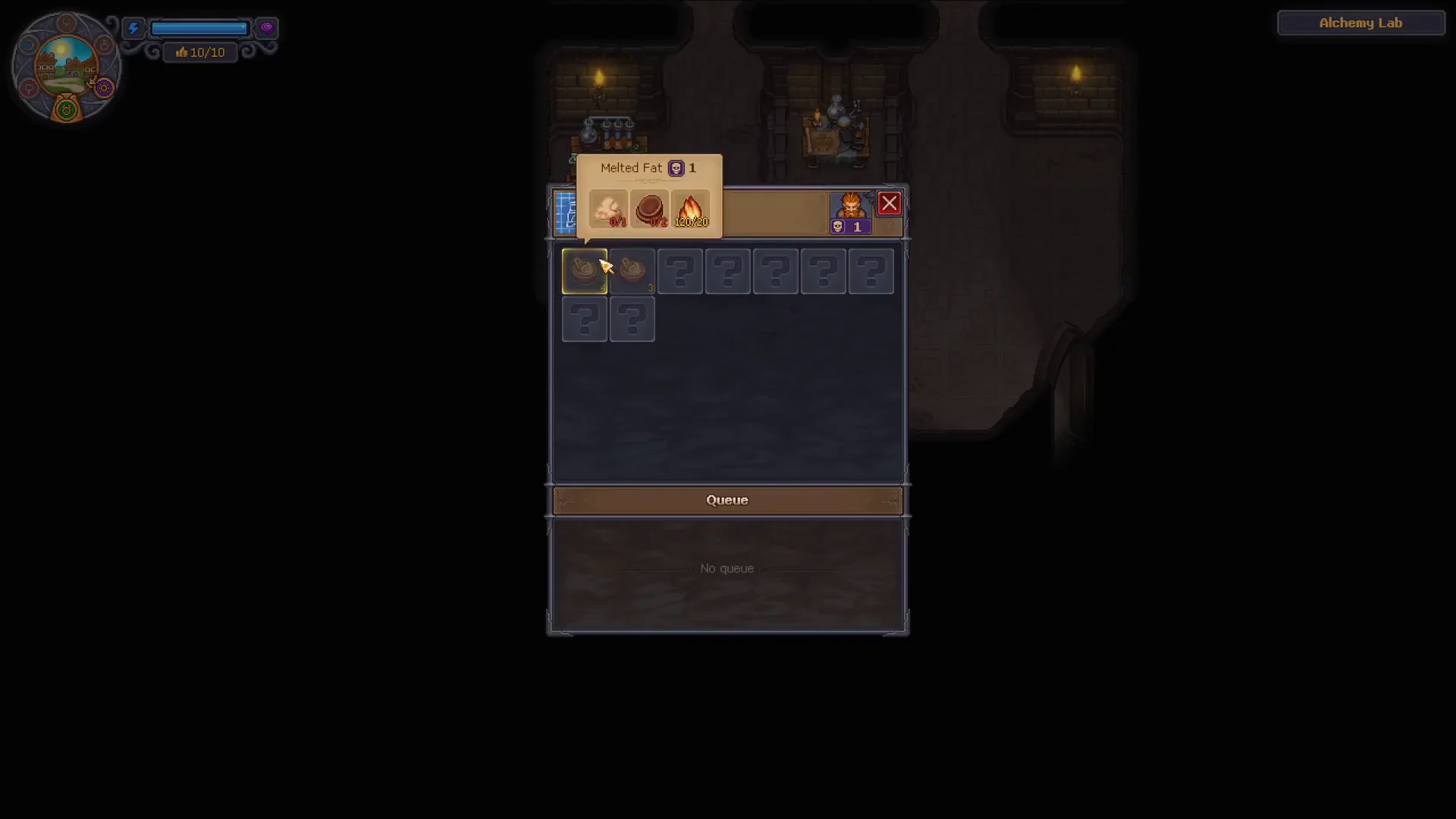 Distillation Cube workbench interface with Queue and fuel controls
