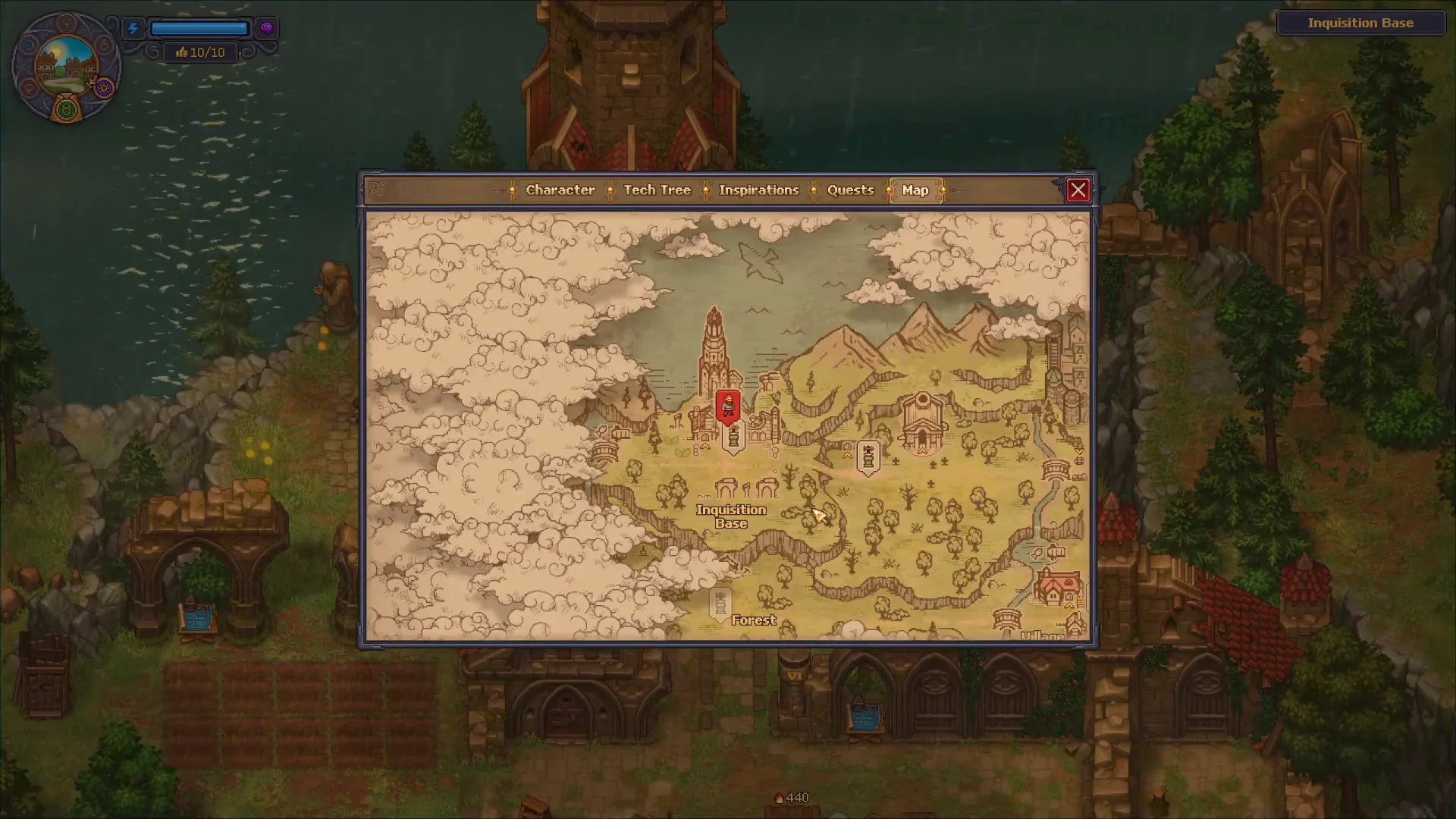 In-game Map tab showing route navigation and region overview
